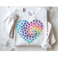 Rainbow Paw Print Heart Dog Lover Sweatshirt