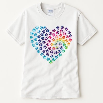 Rainbow Paw Print Heart Dog Lover Tall T-Shirt