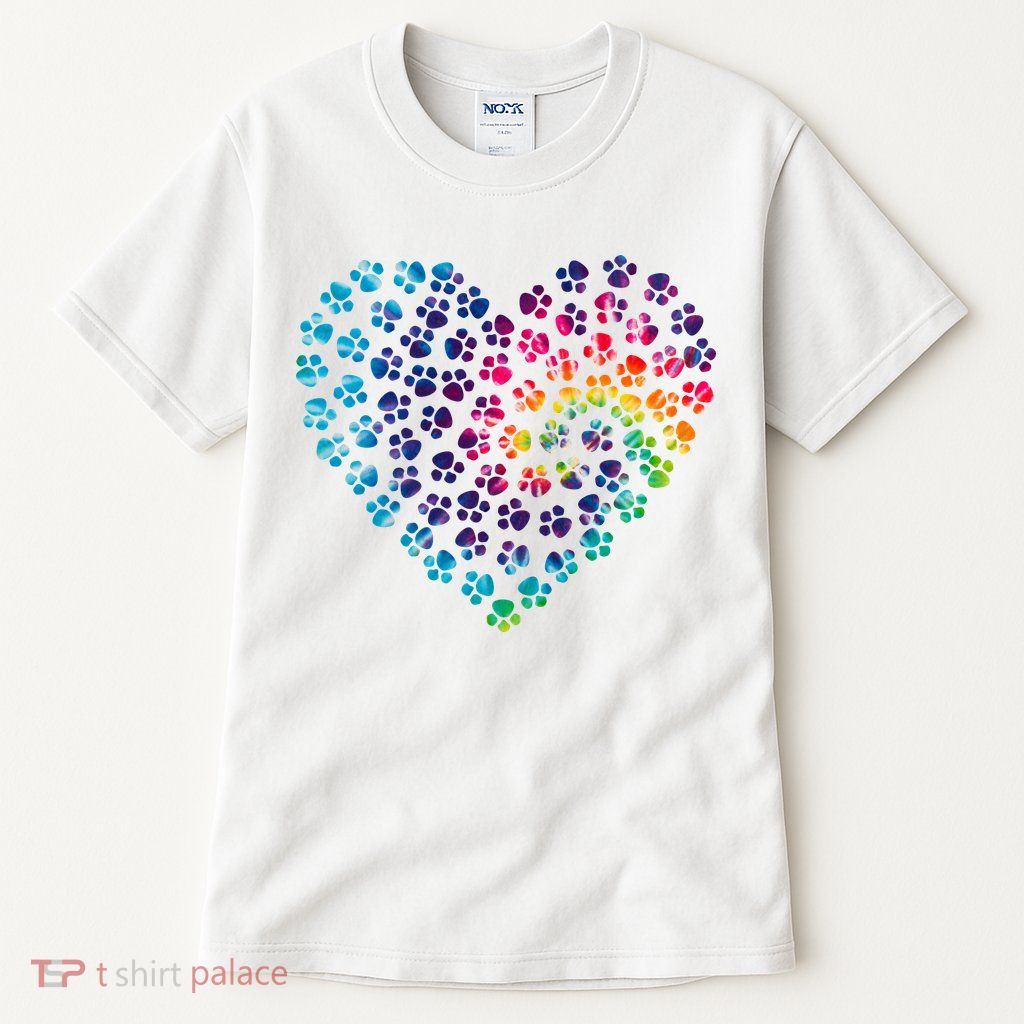 Rainbow Paw Print Heart Dog Lover Tall T-Shirt