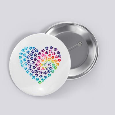 Rainbow Paw Print Heart Dog Lover Button