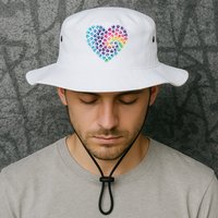 Rainbow Paw Print Heart Dog Lover Bucket Hat
