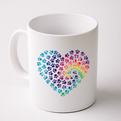 Rainbow Paw Print Heart Dog Lover Coffee Mug