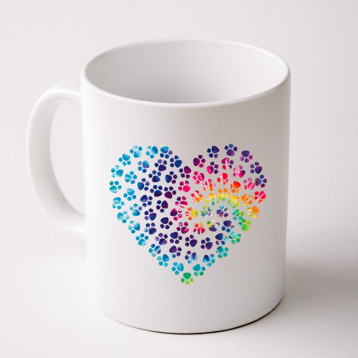 Rainbow Paw Print Heart Dog Lover Mug