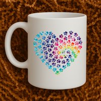 Rainbow Paw Print Heart Dog Lover Mug
