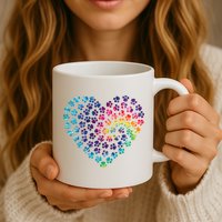 Rainbow Paw Print Heart Dog Lover Mug