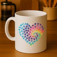 Rainbow Paw Print Heart Dog Lover Mug