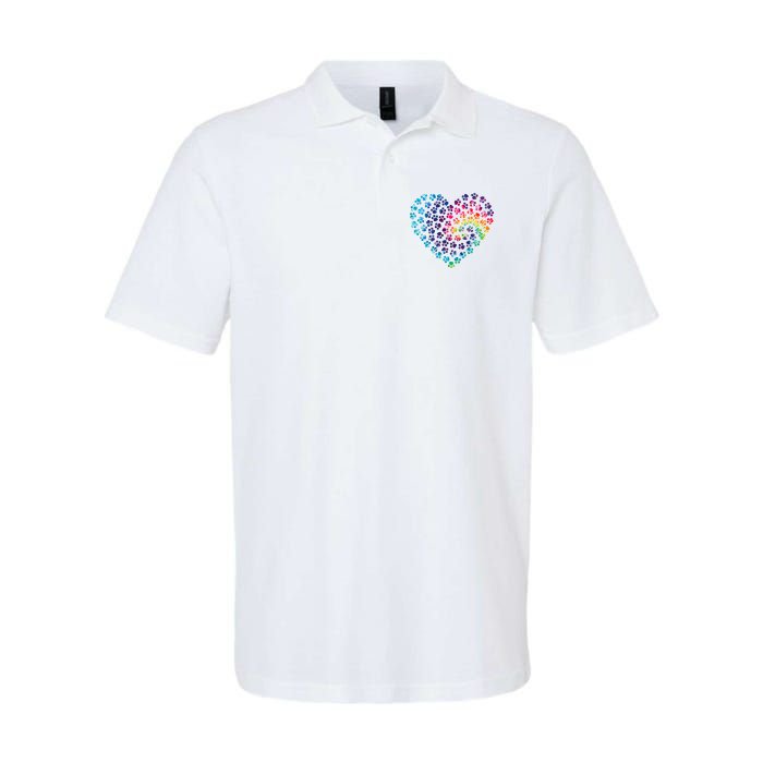 Rainbow Paw Print Heart Dog Lover Polo