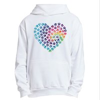 Rainbow Paw Print Heart Dog Lover Urban Pullover Hoodie