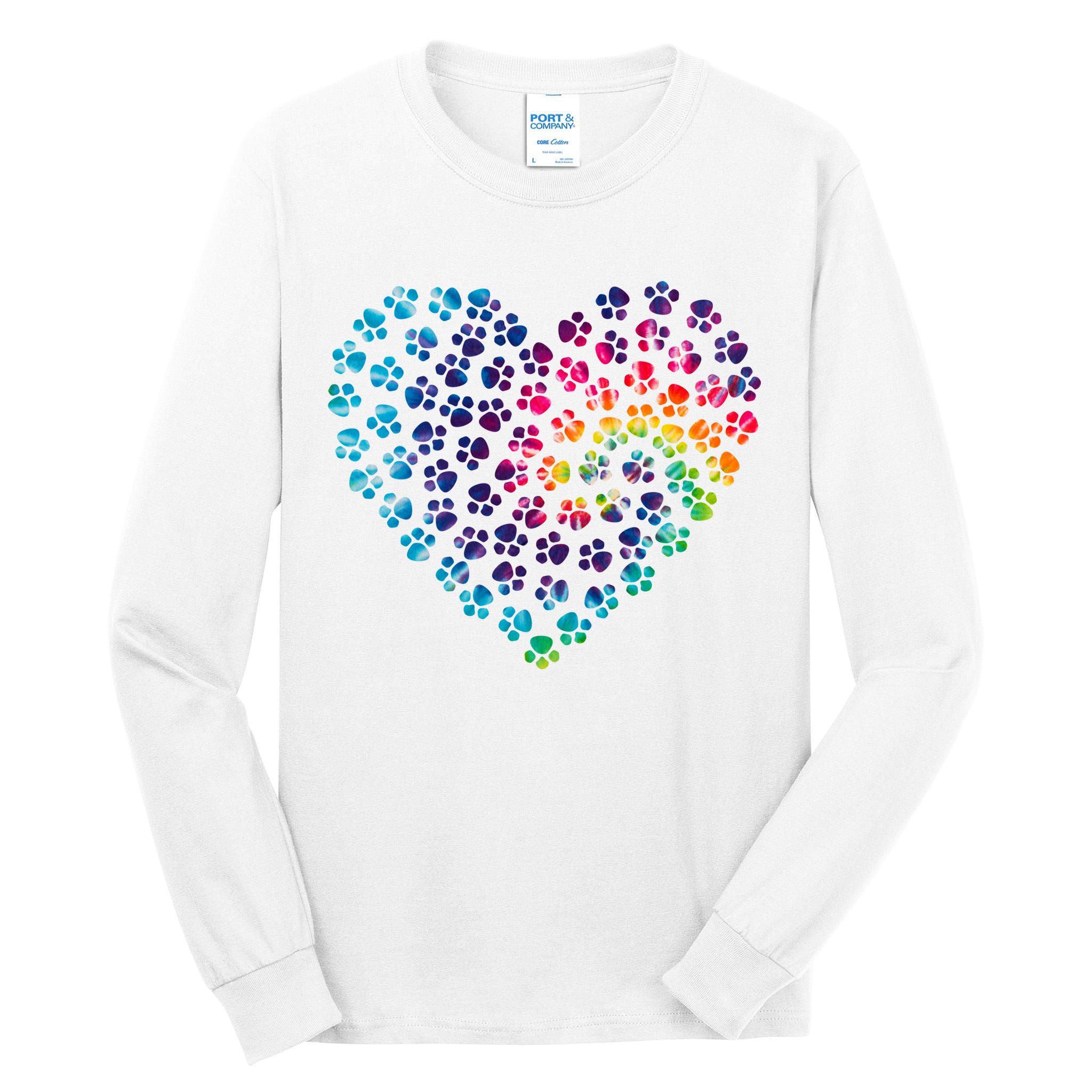 Rainbow Paw Print Heart Dog Lover Tall Long Sleeve T-Shirt