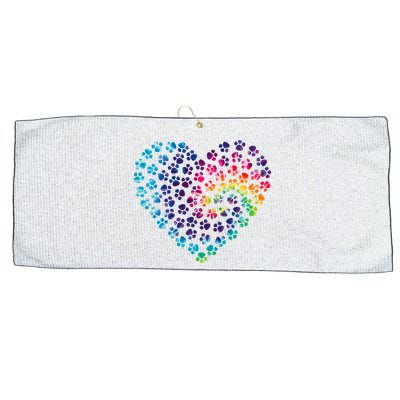 Rainbow Paw Print Heart Dog Lover Large Microfiber Waffle Golf Towel