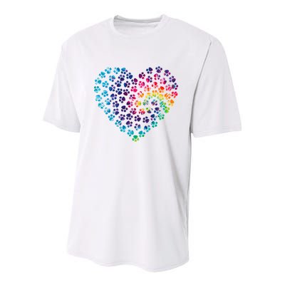 Rainbow Paw Print Heart Dog Lover Youth Performance Sprint T-Shirt