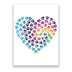 Rainbow Paw Print Heart Dog Lover Poster