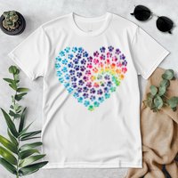 Rainbow Paw Print Heart Dog Lover Premium T-Shirt