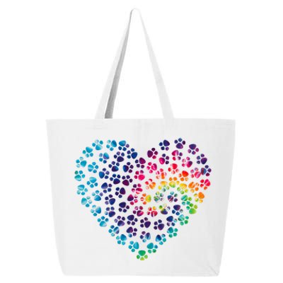 Rainbow Paw Print Heart Dog Lover 25L Jumbo Tote