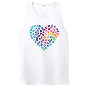 Rainbow Paw Print Heart Dog Lover PosiCharge Competitor Tank