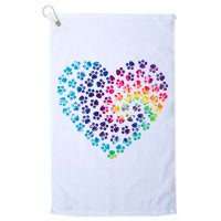 Rainbow Paw Print Heart Dog Lover Golf Towel