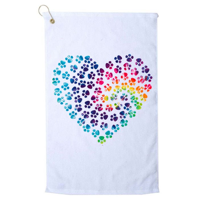 Rainbow Paw Print Heart Dog Lover Golf Towel