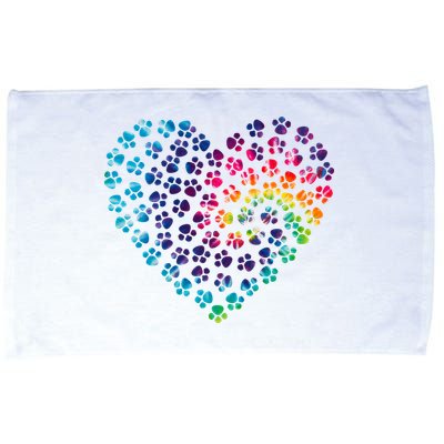 Rainbow Paw Print Heart Dog Lover Microfiber Hand Towel