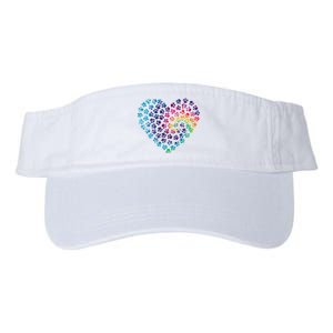 Rainbow Paw Print Heart Dog Lover Valucap Bio-Washed Visor