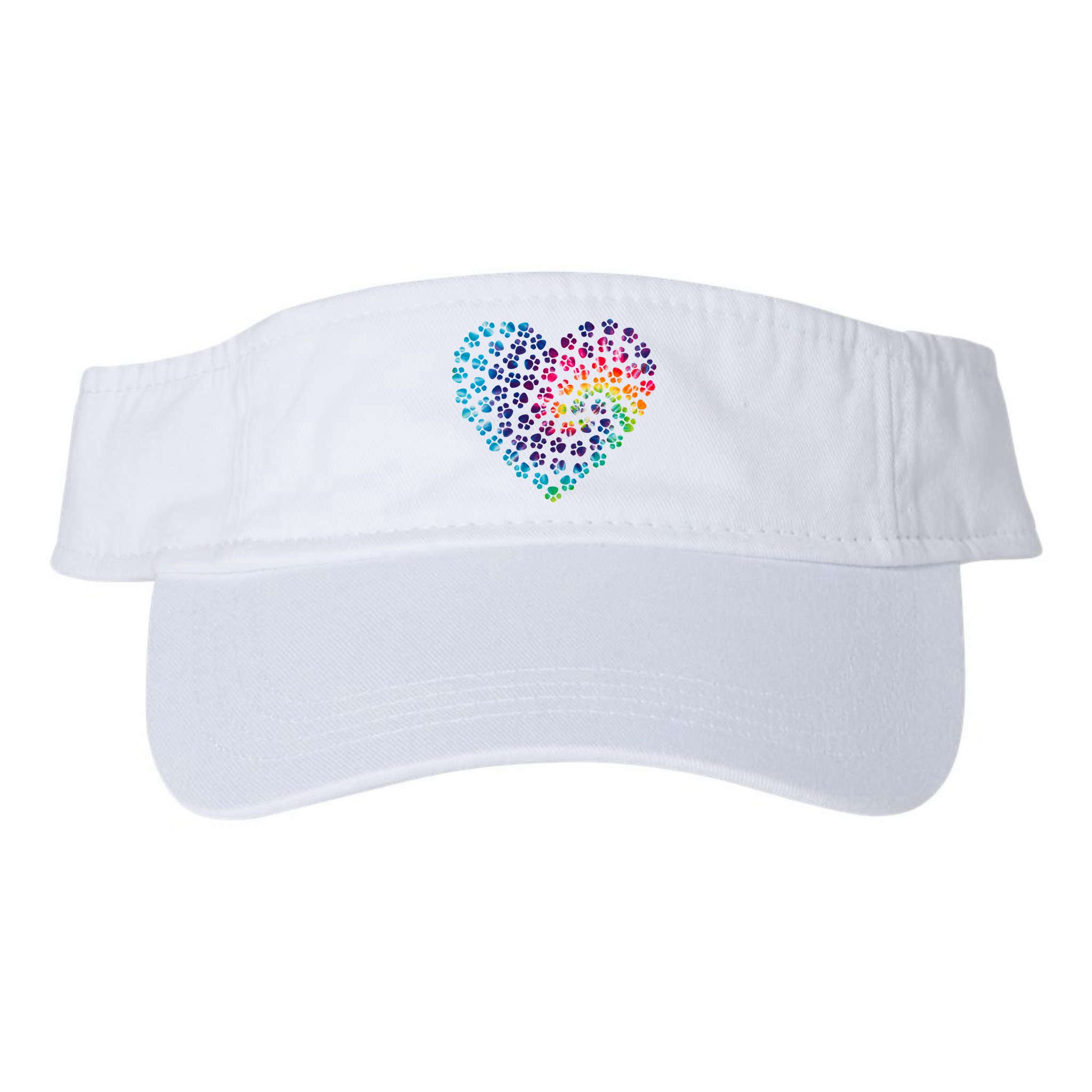 Rainbow Paw Print Heart Dog Lover Visor