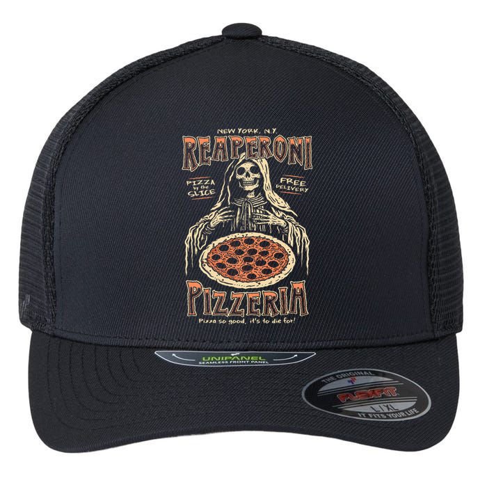 Reaperoni Pizzeria Pizza So Good ItS To Die For Flexfit Unipanel Trucker Cap