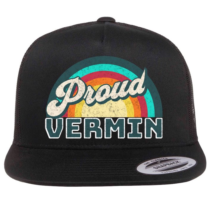 Rainbow Pride Proud Vermin Funny Political Anti Trump Flat Bill Trucker Hat