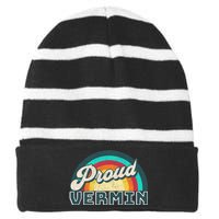 Rainbow Pride Proud Vermin Funny Political Anti Trump Striped Beanie with Solid Band