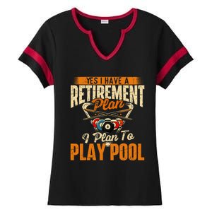 Retirement Plan Play Pool Billiard Player Sports Ladies Halftime Notch Neck Tee