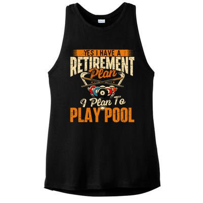 Retirement Plan Play Pool Billiard Player Sports Ladies PosiCharge Tri-Blend Wicking Tank