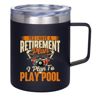 Retirement Plan Play Pool Billiard Player Sports 12oz Stainless Steel Coffee Mug