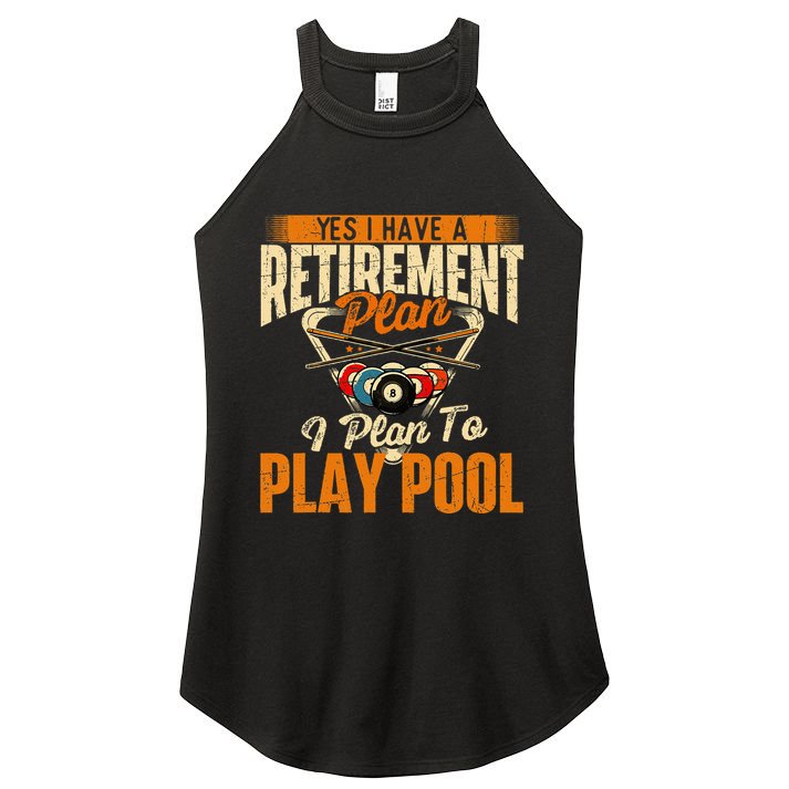 Retirement Plan Play Pool Billiard Player Sports Women's Perfect Tri Rocker Tank