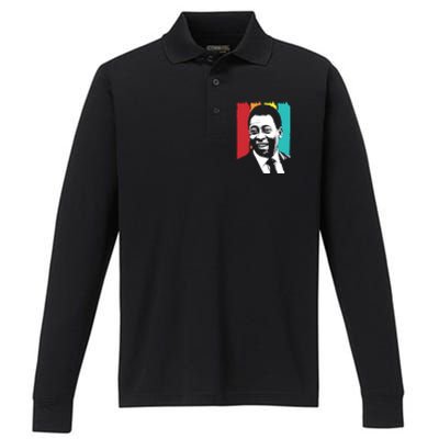 Rip Pele , Pele Vintage Tee, Brazil Pele , Pele Legend Soccer Player Performance Long Sleeve Polo