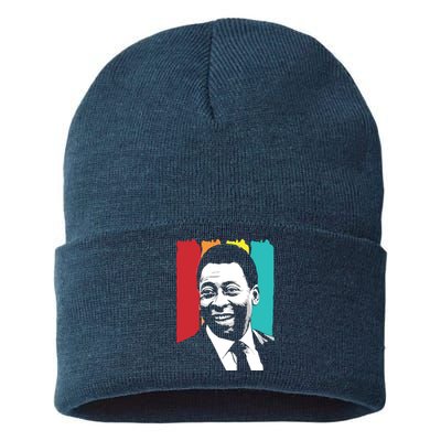 Rip Pele , Pele Vintage Tee, Brazil Pele , Pele Legend Soccer Player Sustainable Knit Beanie