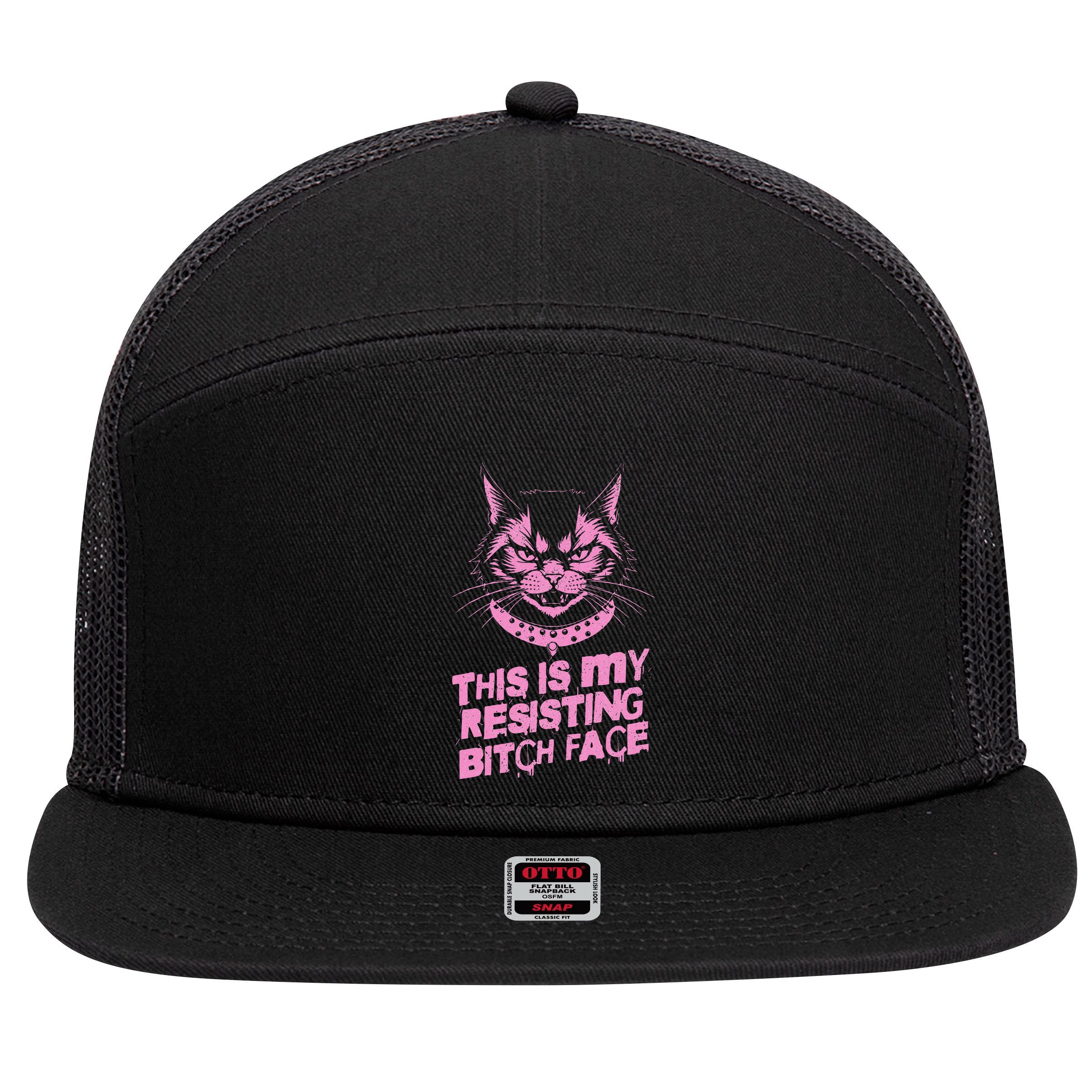 Resist Political Protest Cat .Png 7 Panel Mesh Trucker Snapback Hat