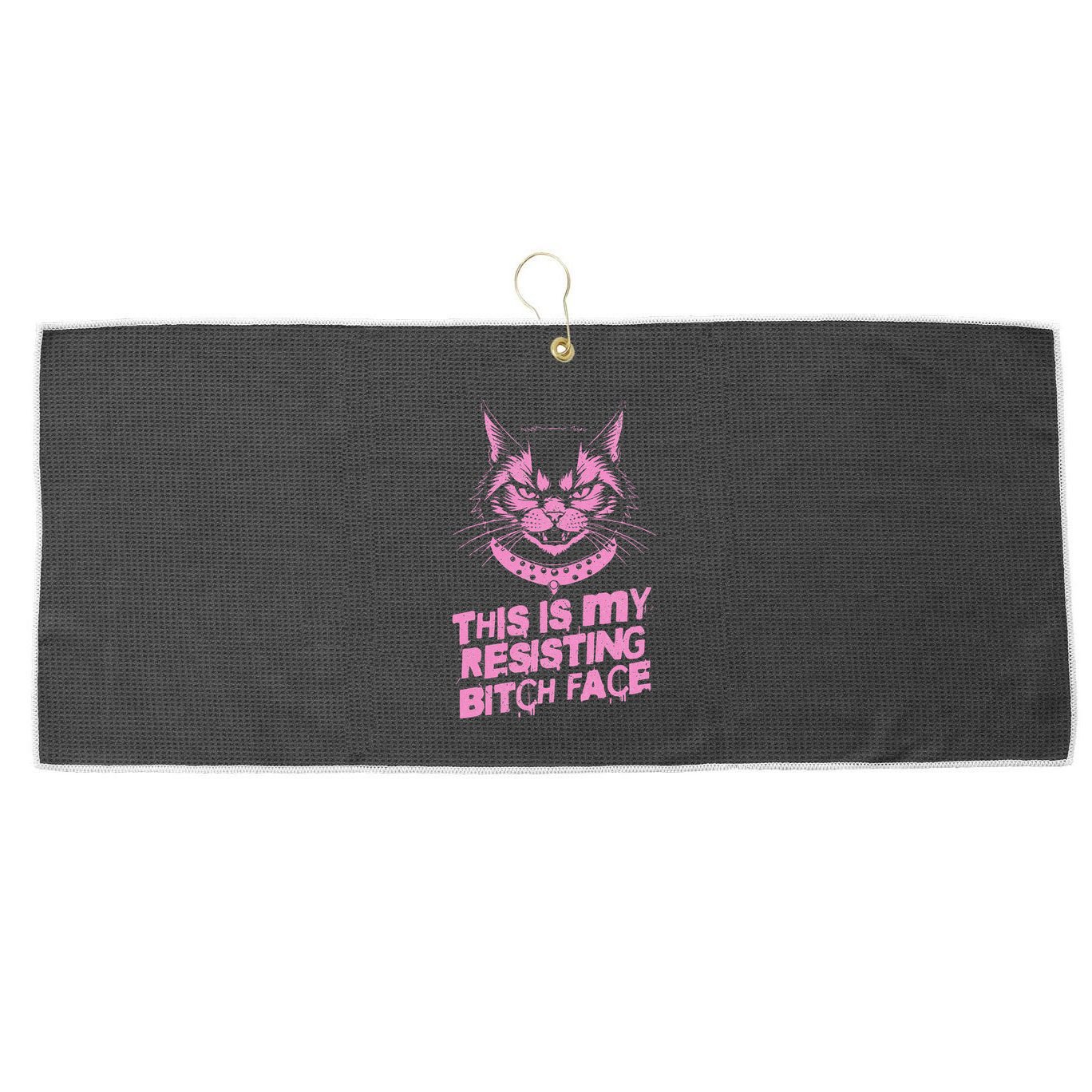 Resist Political Protest Cat .Png Large Microfiber Waffle Golf Towel