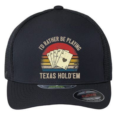 Retro Poker Player Texas HoldEm Poker Game Royal Flush Flexfit Unipanel Trucker Cap