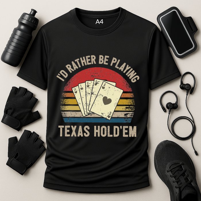Retro Poker Player Texas HoldEm Poker Game Royal Flush Performance Shirt
