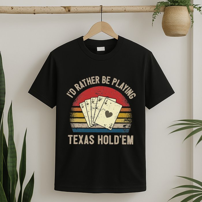 Retro Poker Player Texas HoldEm Poker Game Royal Flush T-Shirt
