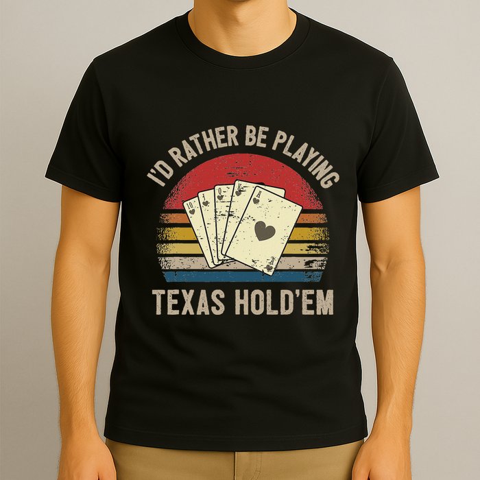 Retro Poker Player Texas HoldEm Poker Game Royal Flush T-Shirt