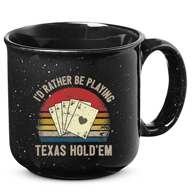 Retro Poker Player Texas HoldEm Poker Game Royal Flush 15oz Campfire Ceramic Mug