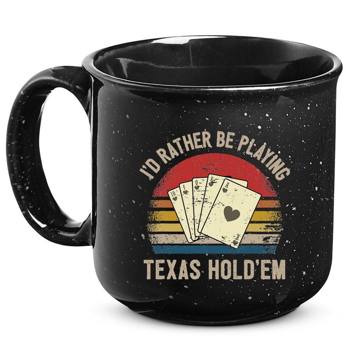 Retro Poker Player Texas HoldEm Poker Game Royal Flush 15oz Campfire Ceramic Mug