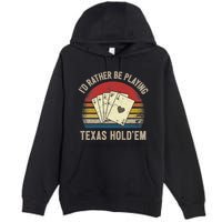 Retro Poker Player Texas HoldEm Poker Game Royal Flush Premium Pullover Hoodie