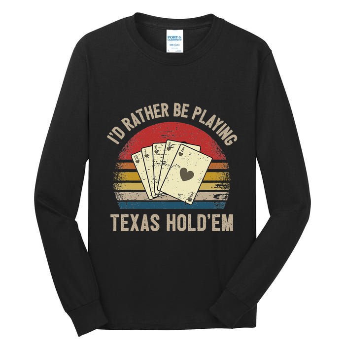 Retro Poker Player Texas HoldEm Poker Game Royal Flush Tall Long Sleeve T-Shirt