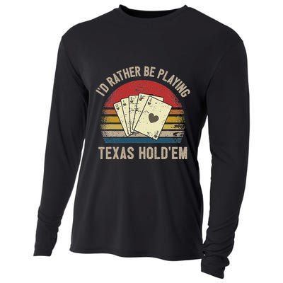 Retro Poker Player Texas HoldEm Poker Game Royal Flush Cooling Performance Long Sleeve Crew