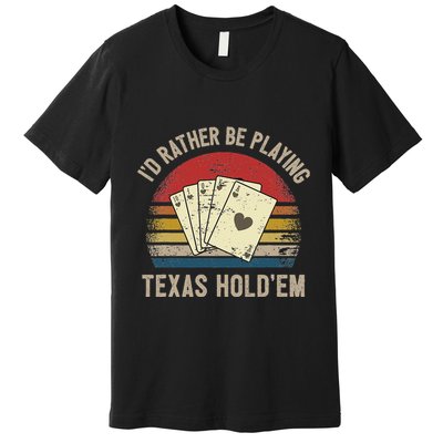 Retro Poker Player Texas HoldEm Poker Game Royal Flush Premium T-Shirt