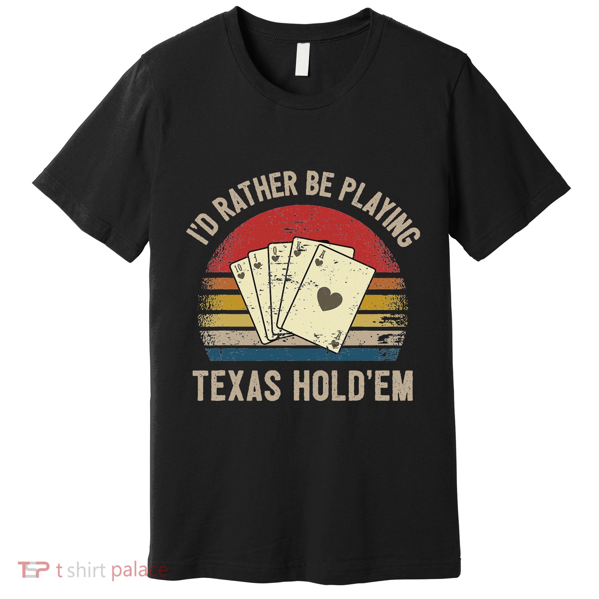 Retro Poker Player Texas HoldEm Poker Game Royal Flush Premium T-Shirt