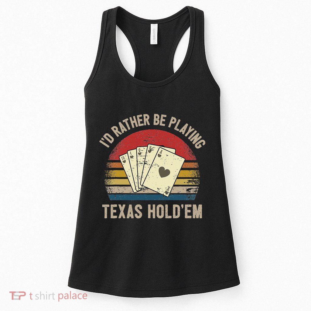 Retro Poker Player Texas HoldEm Poker Game Royal Flush Womens Tank Top