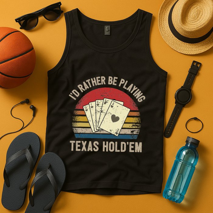 Retro Poker Player Texas HoldEm Poker Game Royal Flush Tank Top