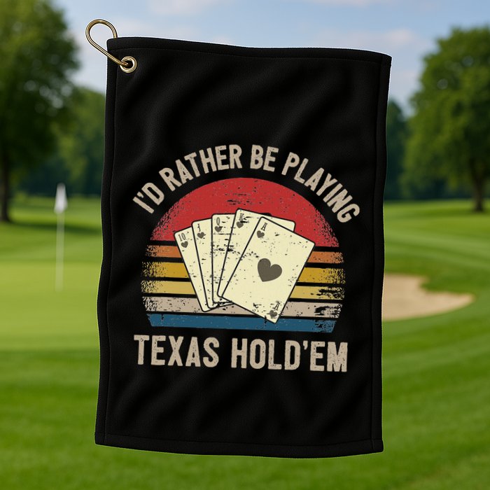 Retro Poker Player Texas HoldEm Poker Game Royal Flush Golf Towel
