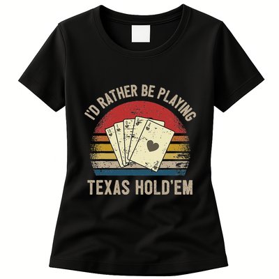 Retro Poker Player Texas HoldEm Poker Game Royal Flush Women's T-Shirt